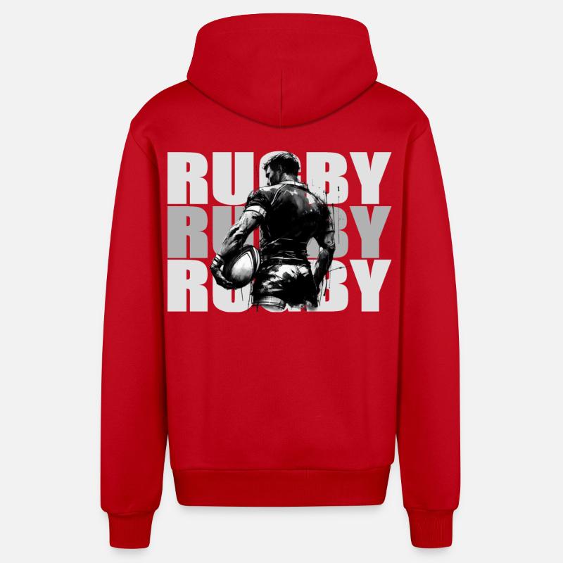 Rugby - Veste à capuche bio décontractée fabriquée en UE - rouge
