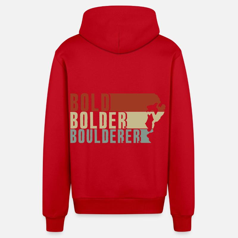 Bold Bolder Boulderer Boulder Bouldern - Organic Relaxed Kapuzenjacke Made in EU - Rot