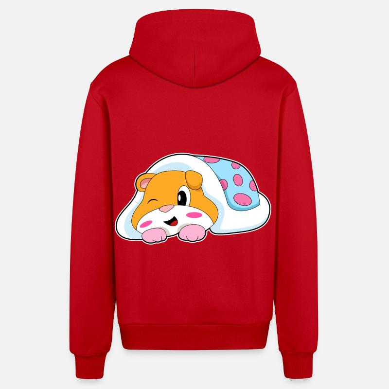 Hamster Sleeping Blanket - Organic Relaxed Hooded Jacket Made in EU - red