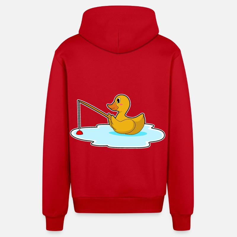 Ange pêcheur de canard - Veste à capuche bio décontractée fabriquée en UE - rouge