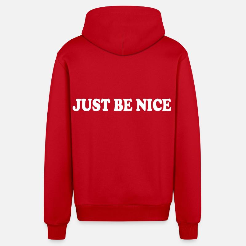 Just be nice - Organic Relaxed Hooded Jacket Made in EU - red