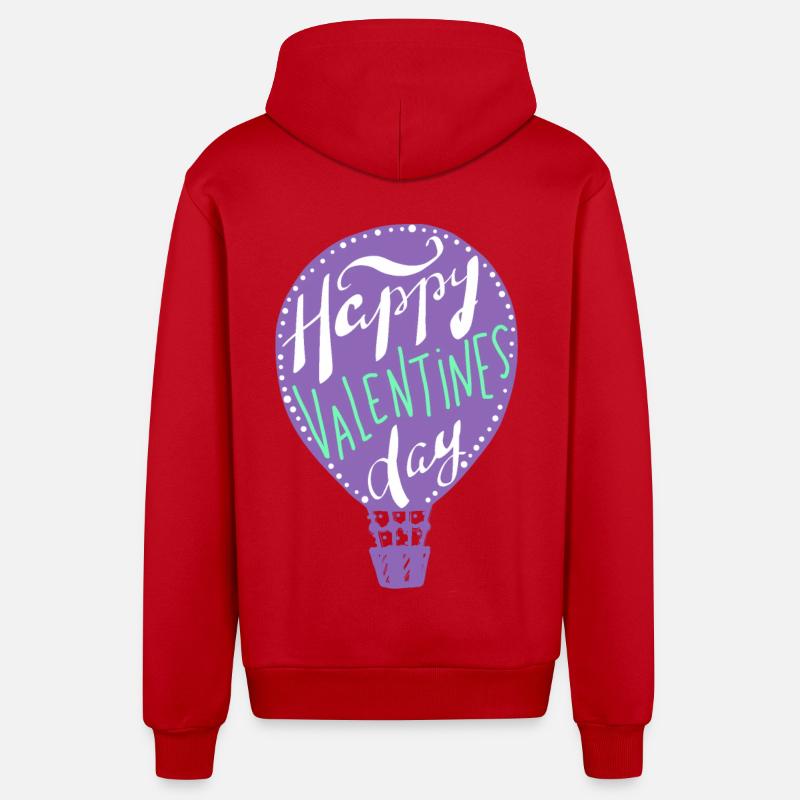 Joyeuse Saint-Valentin, montgolfière, dire - Veste à capuche bio décontractée fabriquée en UE - rouge
