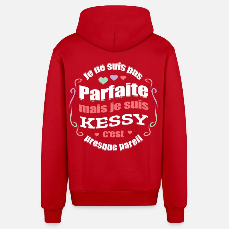 KESSY PARFAITE - PRENOM KESSY - Veste à capuche bio décontractée fabriquée en UE - rouge