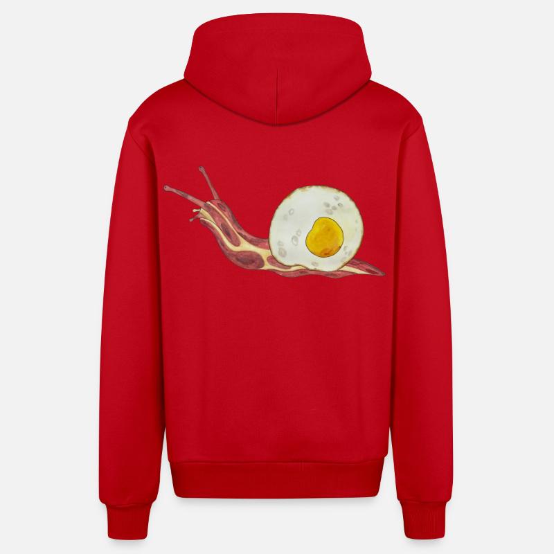 Baconschnecke Bacon and egg Spiegelei - Organic Relaxed Kapuzenjacke Made in EU - Rot