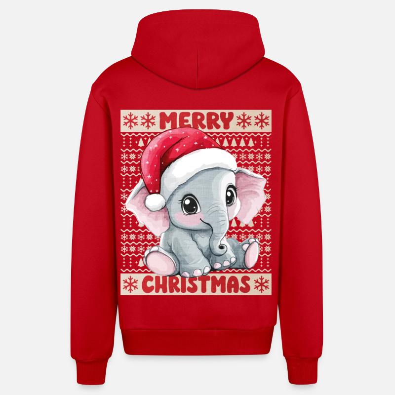 Eléphant Moche Noël Noël Doux - Veste à capuche bio décontractée fabriquée en UE - rouge