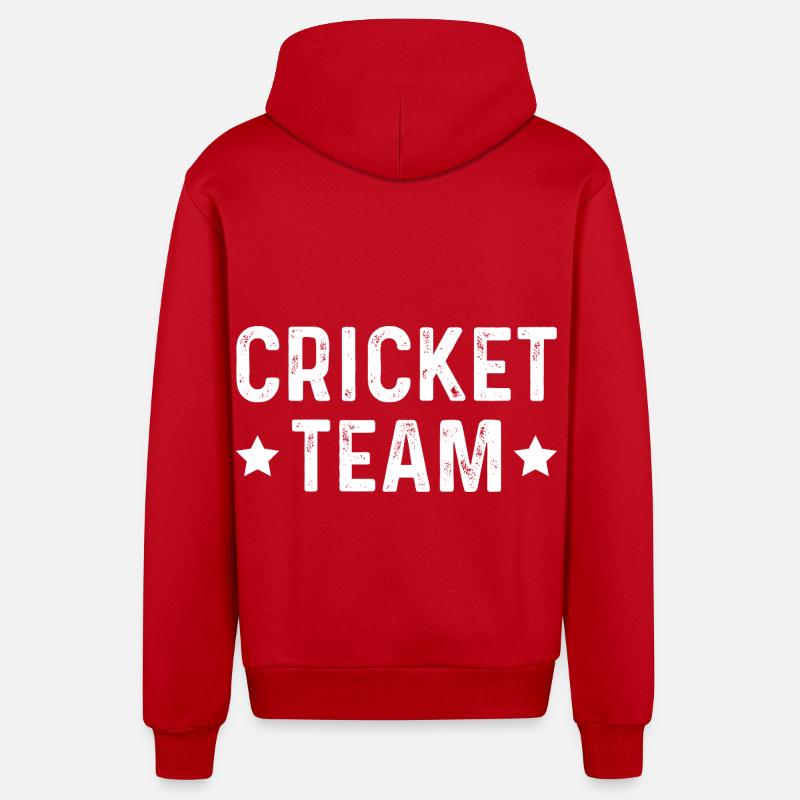Équipe de cricket - Veste à capuche bio décontractée fabriquée en UE - rouge