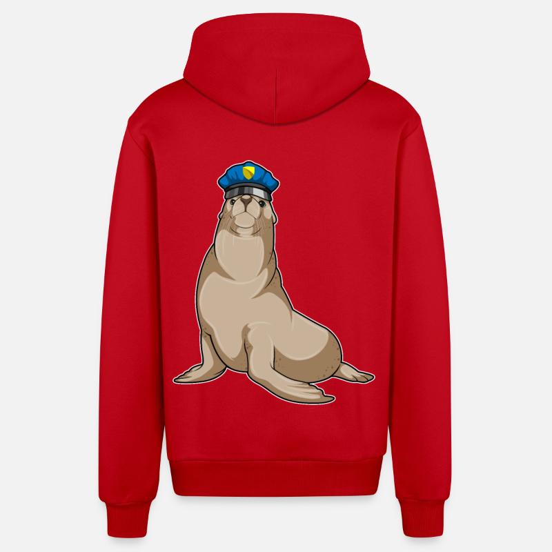 Seal en tant que policier - Veste à capuche bio décontractée fabriquée en UE - rouge