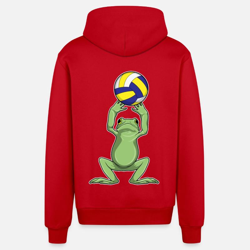 Grenouille avec volley-ball - Veste à capuche bio décontractée fabriquée en UE - rouge