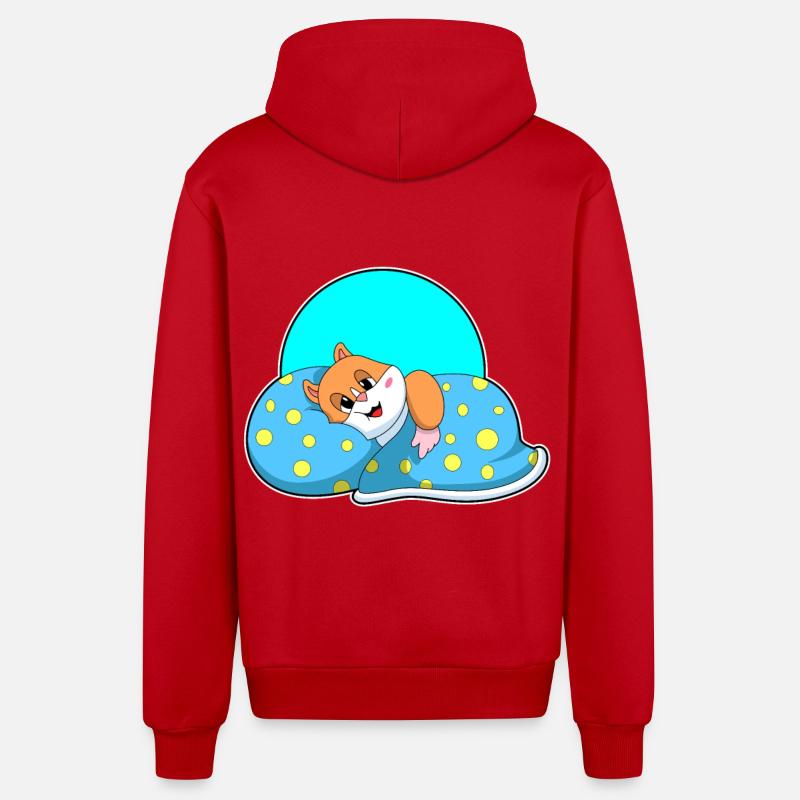 Hamsters sleeping with blankets - Organic Relaxed Hooded Jacket Made in EU - red