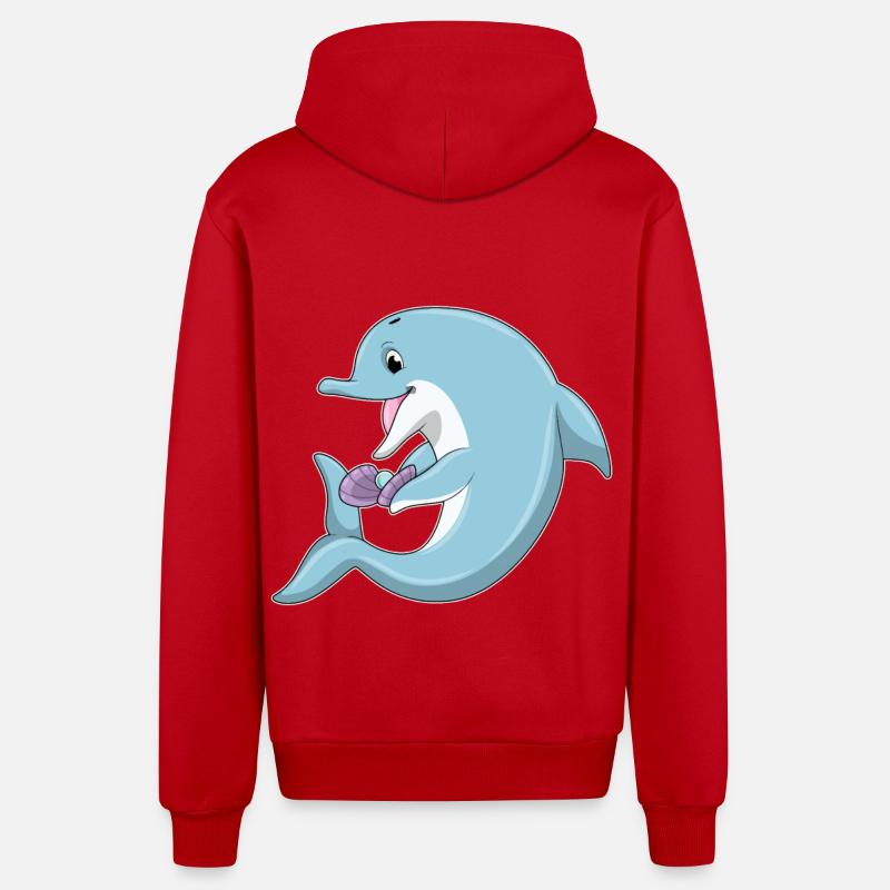 Dauphin avec perle - Veste à capuche bio décontractée fabriquée en UE - rouge