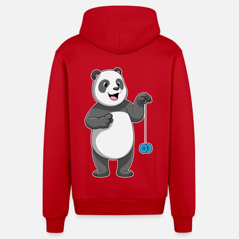 Panda avec Jojo - Veste à capuche bio décontractée fabriquée en UE - rouge