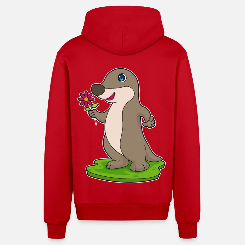 Loutre à fleur - Veste à capuche bio décontractée fabriquée en UE - rouge