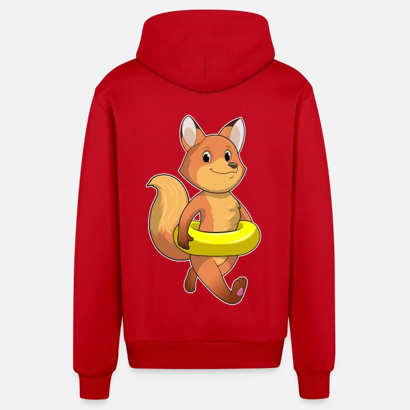Fuchs mit Rettungsring - Organic Relaxed Kapuzenjacke Made in EU - Rot