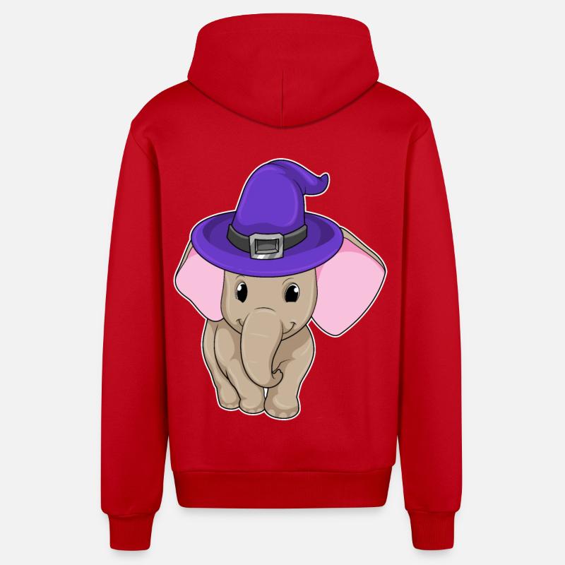 L’éléphant comme sorcier - Veste à capuche bio décontractée fabriquée en UE - rouge