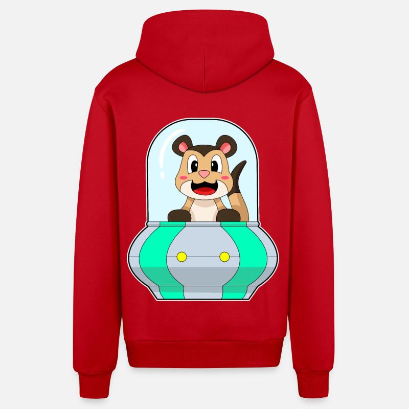 Suricates avec bateau - Veste à capuche bio décontractée fabriquée en UE - rouge