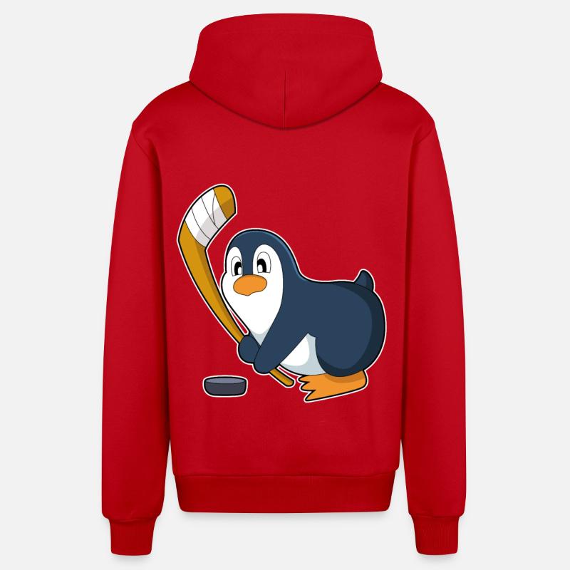 Pinguin Eishockey Eishockeyschläger - Organic Relaxed Kapuzenjacke Made in EU - Rot