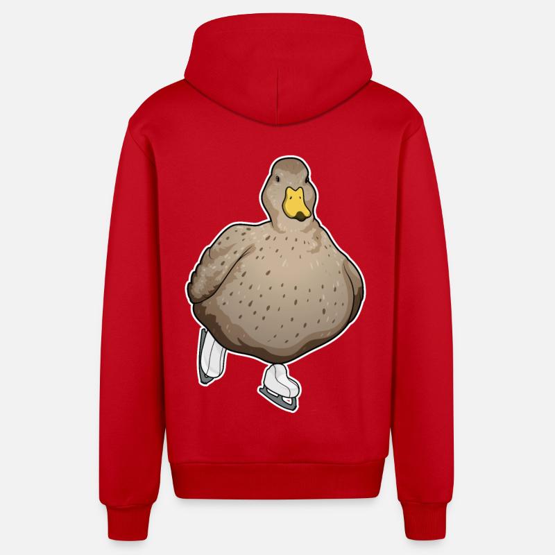Patins à glace de canard - Veste à capuche bio décontractée fabriquée en UE - rouge