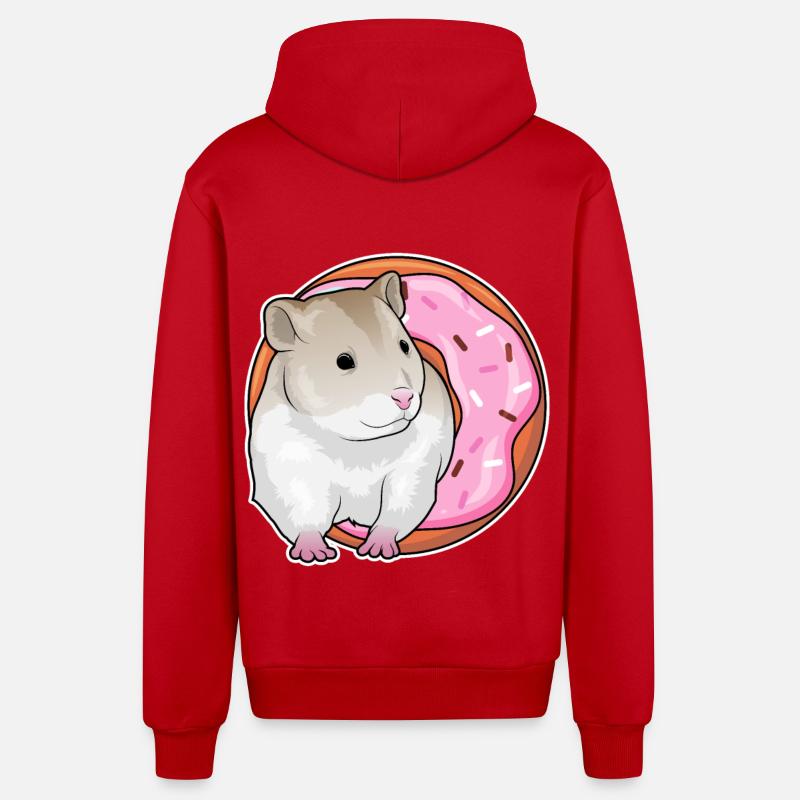 Beignet de hamster - Veste à capuche bio décontractée fabriquée en UE - rouge