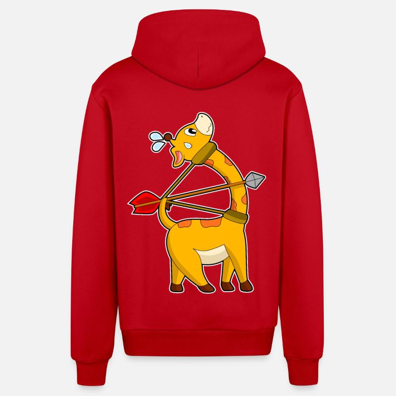 Flèche d’arc d’arc girafe - Veste à capuche bio décontractée fabriquée en UE - rouge