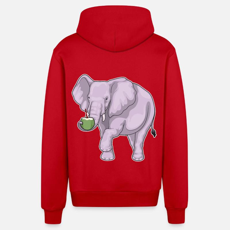 Éléphant Noix de - Veste à capuche bio décontractée fabriquée en UE - rouge