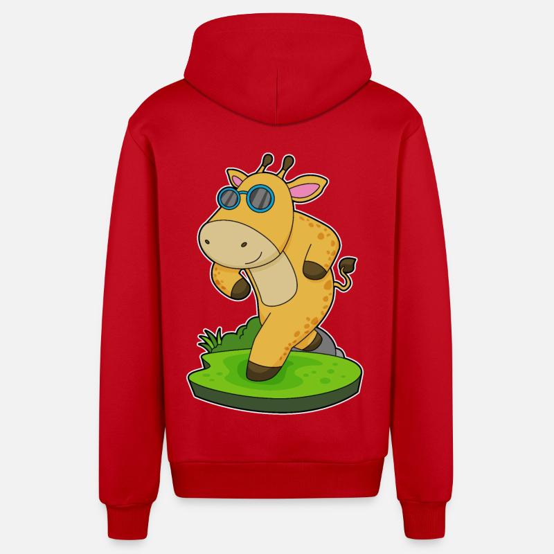 Lunettes de jogging girafe - Veste à capuche bio décontractée fabriquée en UE - rouge
