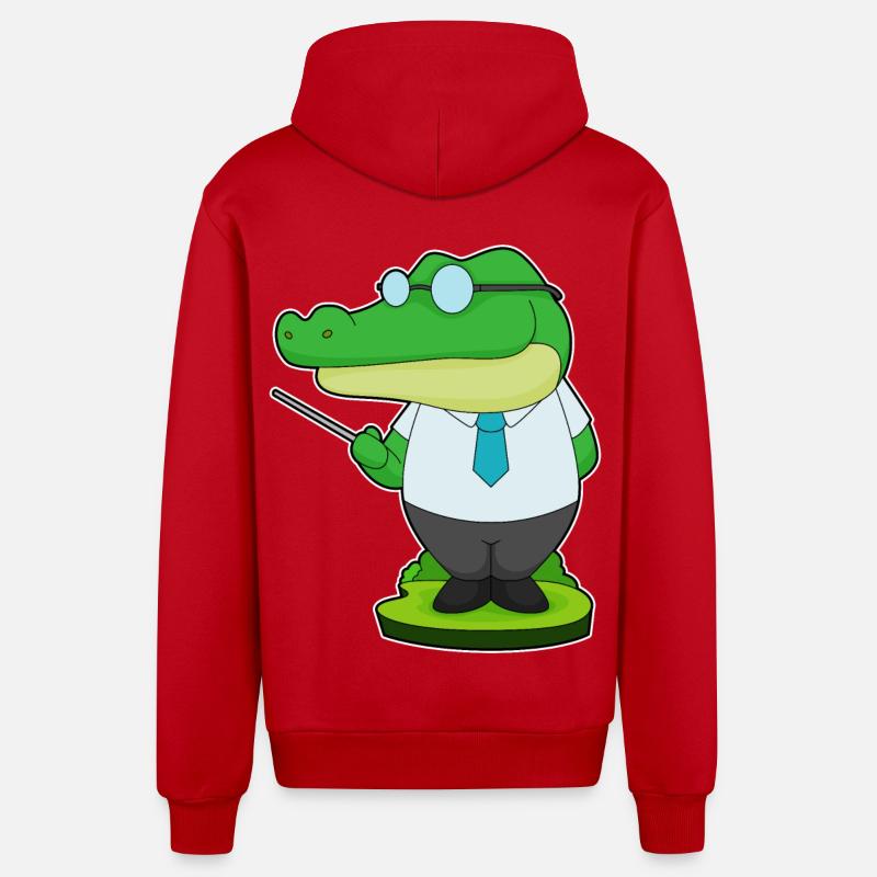 Pointeur de l’enseignant Crocodile - Veste à capuche bio décontractée fabriquée en UE - rouge
