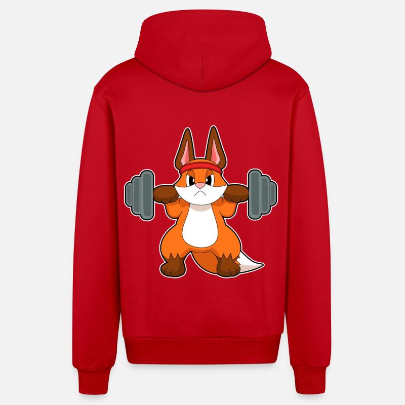 Fox Bodybuilding Barbell - Veste à capuche bio décontractée fabriquée en UE - rouge