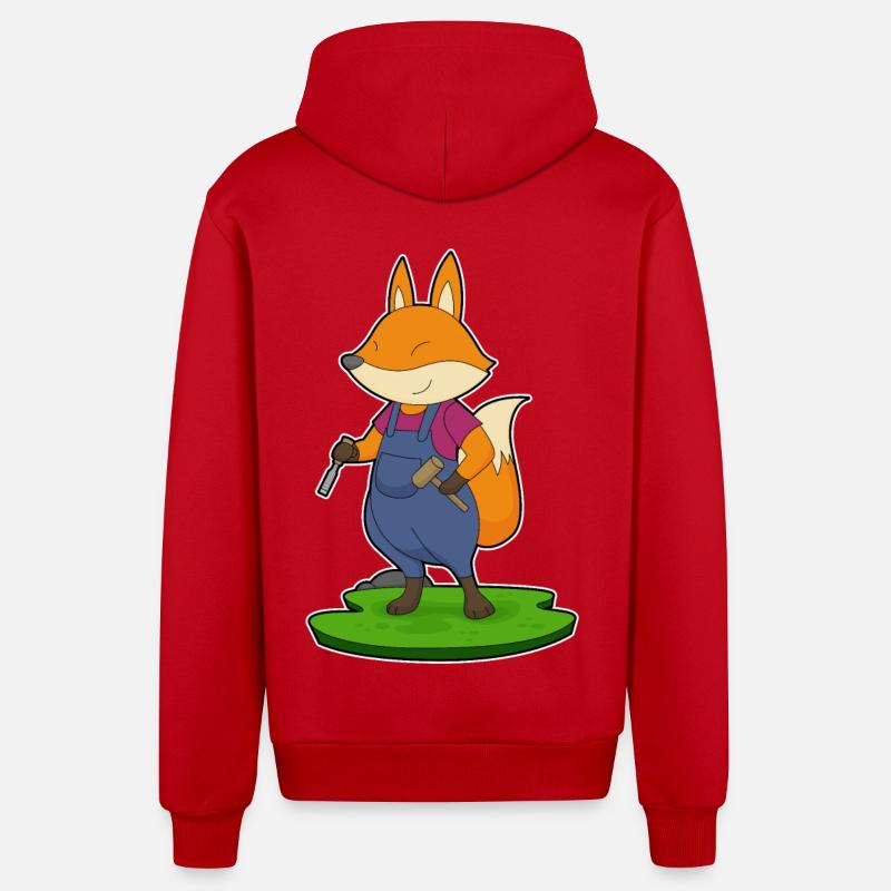 Ciseau marteau Fox Craftsman - Veste à capuche bio décontractée fabriquée en UE - rouge