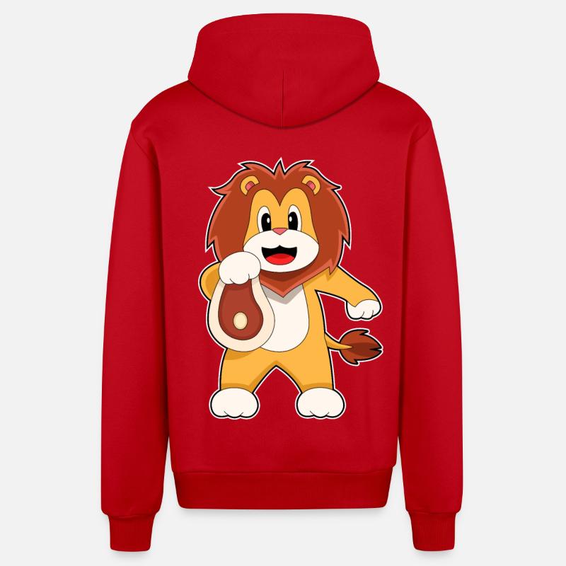 Löwe Fleisch - Organic Relaxed Kapuzenjacke Made in EU - Rot