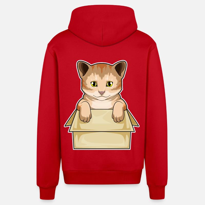 Cat Box - Veste à capuche bio décontractée fabriquée en UE - rouge