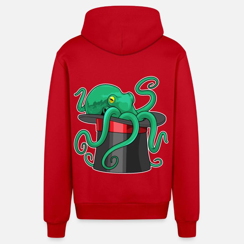 Octopus Wizard Cylindre - Veste à capuche bio décontractée fabriquée en UE - rouge