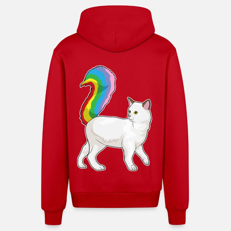 Arc-en-ciel de chat - Veste à capuche bio décontractée fabriquée en UE - rouge