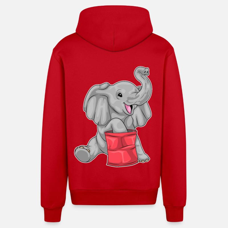 Chips d’éléphant - Veste à capuche bio décontractée fabriquée en UE - rouge
