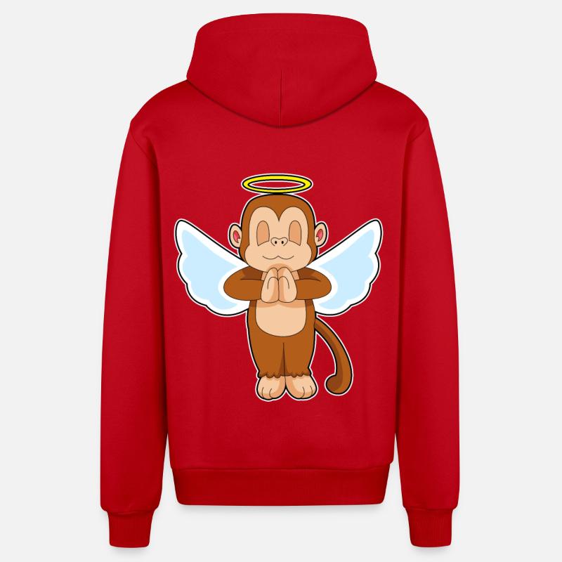 Singe Ange Ailes d’ange - Veste à capuche bio décontractée fabriquée en UE - rouge