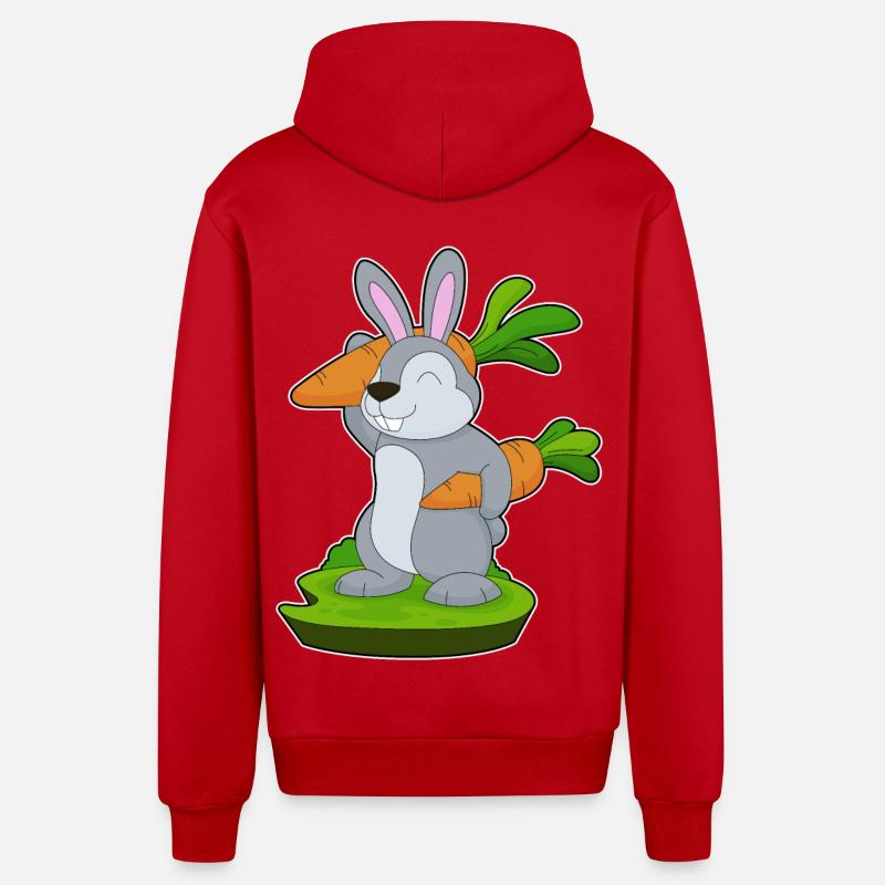 Carottes lapin - Veste à capuche bio décontractée fabriquée en UE - rouge
