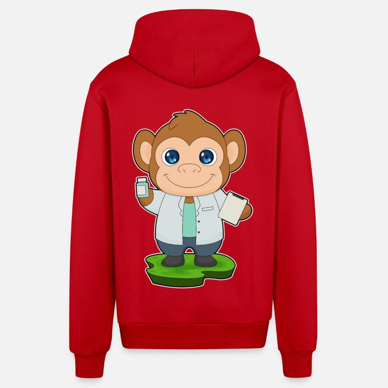 Médecine du médecin singe - Veste à capuche bio décontractée fabriquée en UE - rouge