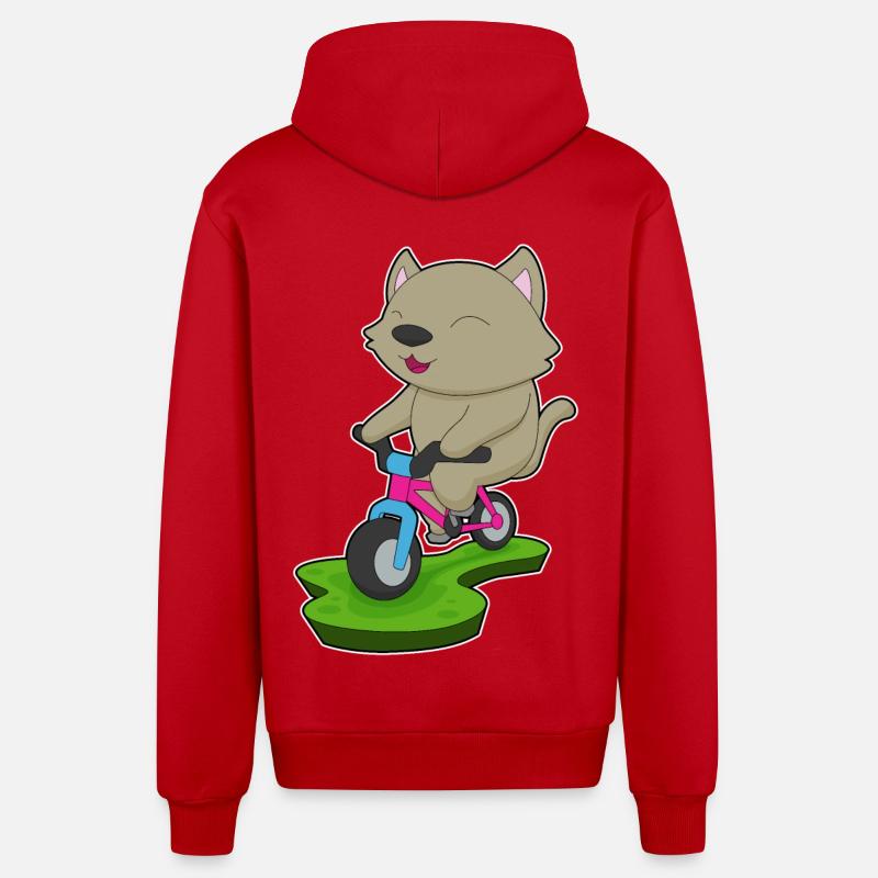 Vélo de chat - Veste à capuche bio décontractée fabriquée en UE - rouge