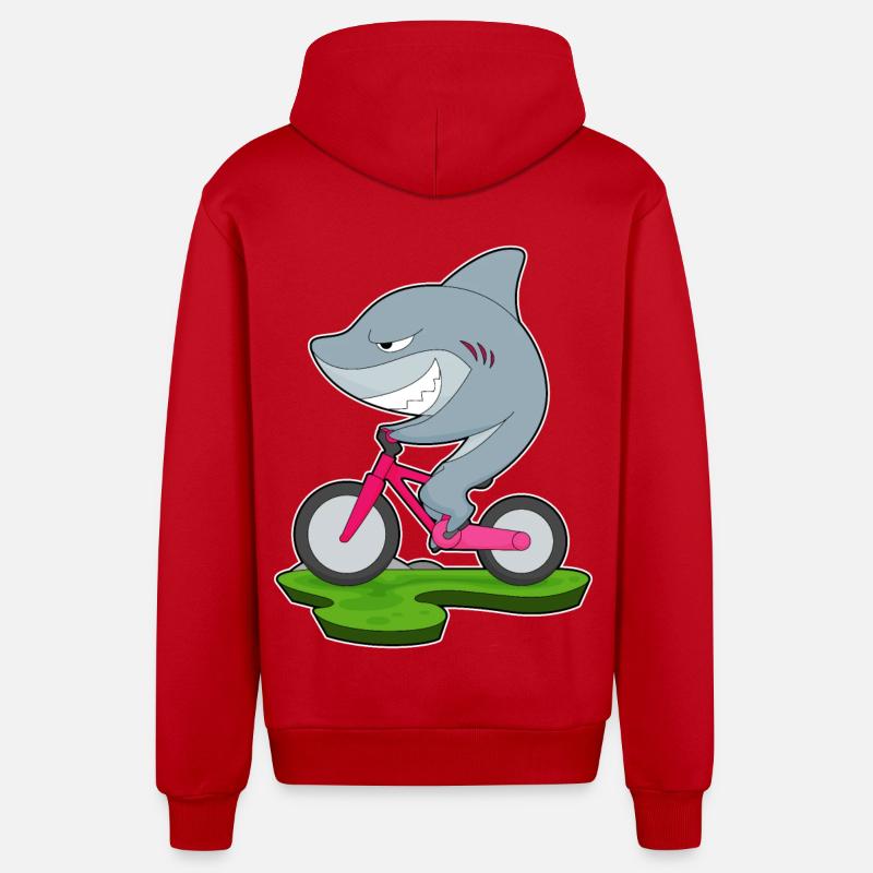 Vélo Shark - Veste à capuche bio décontractée fabriquée en UE - rouge