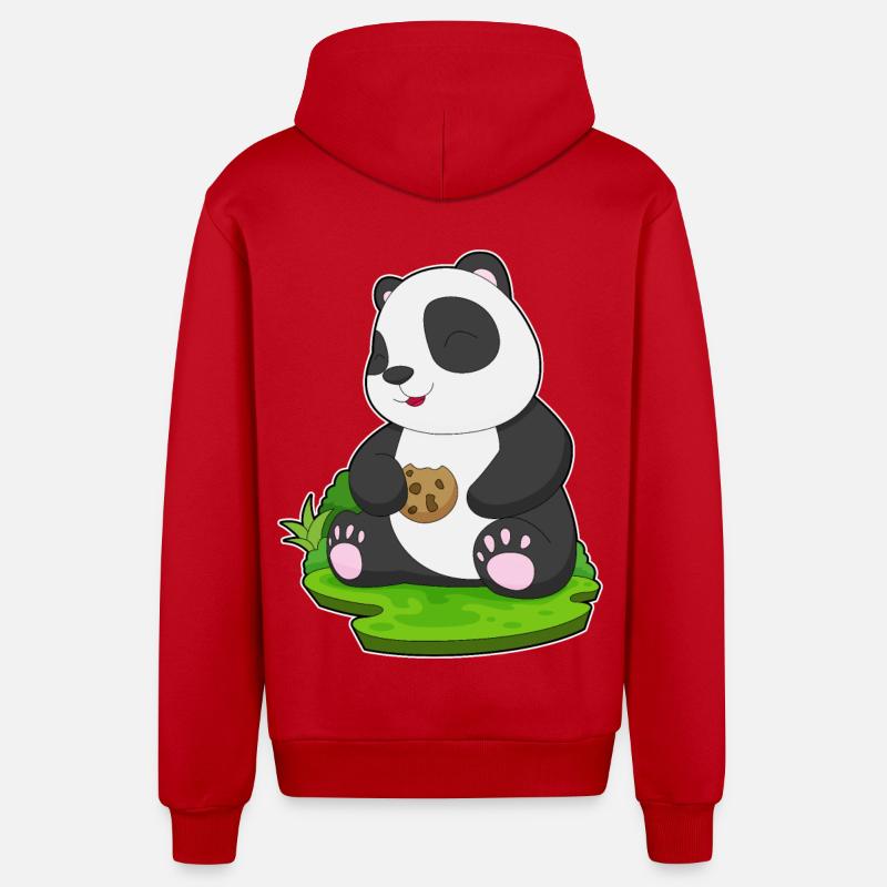 Biscuit Panda - Veste à capuche bio décontractée fabriquée en UE - rouge