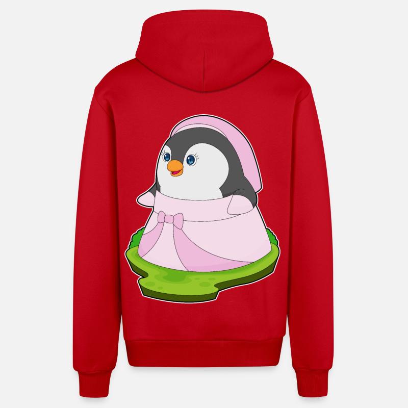 Pingouin mariée robe de mariage - Veste à capuche bio décontractée fabriquée en UE - rouge