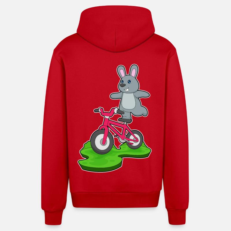 Vélo de lapin - Veste à capuche bio décontractée fabriquée en UE - rouge