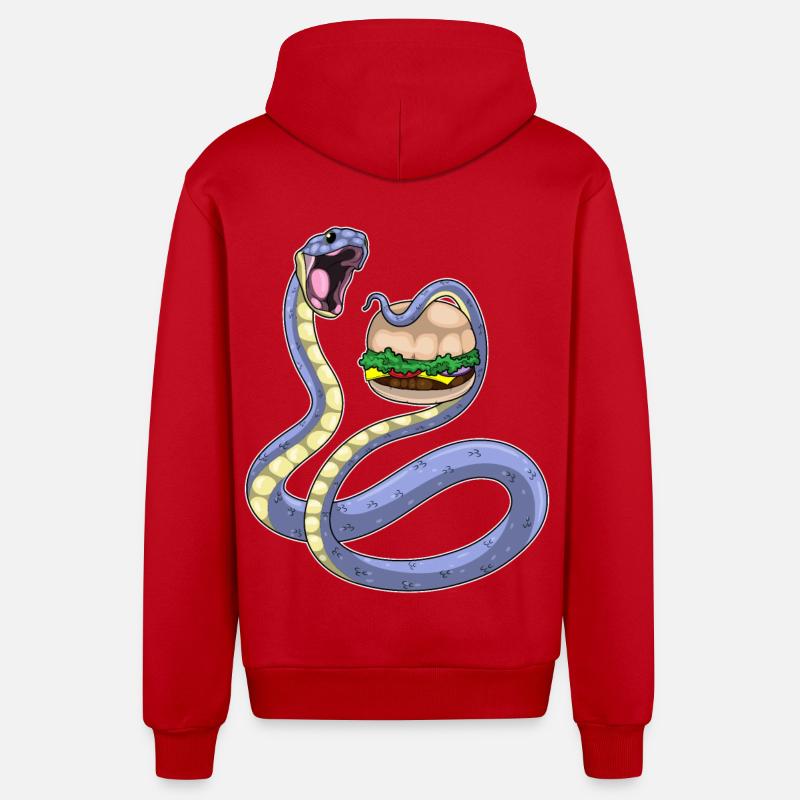 Burger au serpent - Veste à capuche bio décontractée fabriquée en UE - rouge