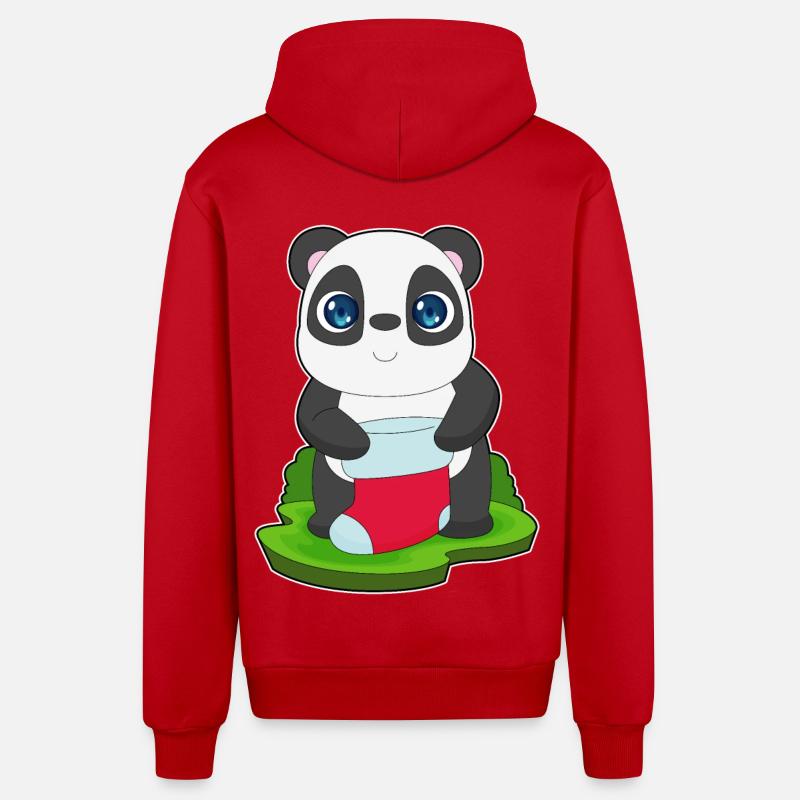 Chaussettes de Noël Panda - Veste à capuche bio décontractée fabriquée en UE - rouge