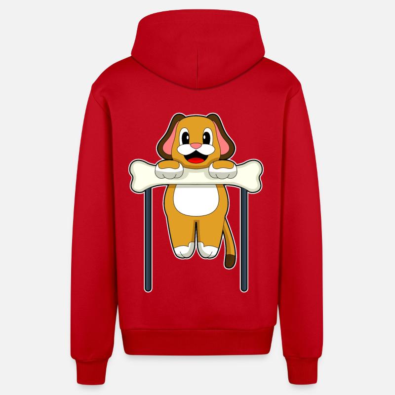 Bodybuilding pour chiens Tractions - Veste à capuche bio décontractée fabriquée en UE - rouge