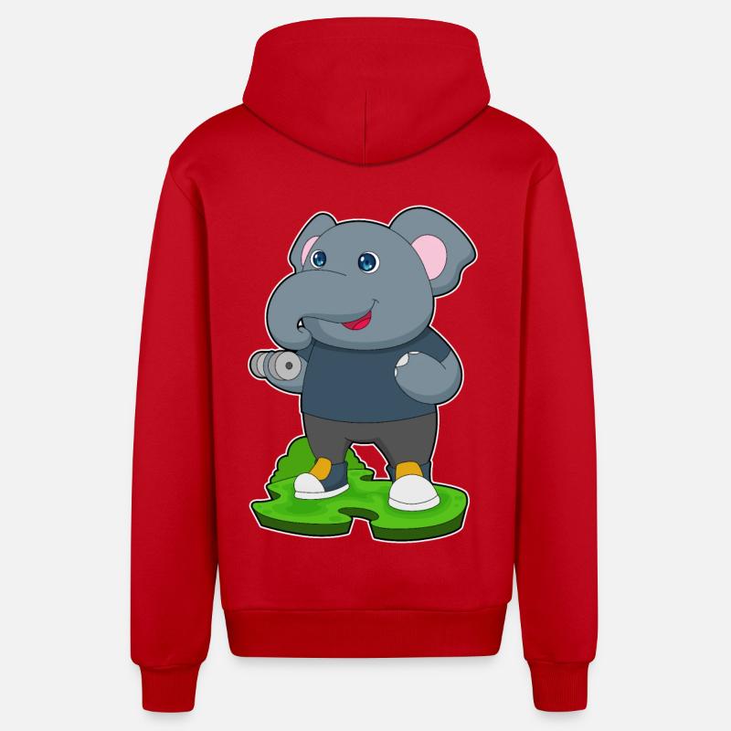 Haltère de musculation éléphant - Veste à capuche bio décontractée fabriquée en UE - rouge