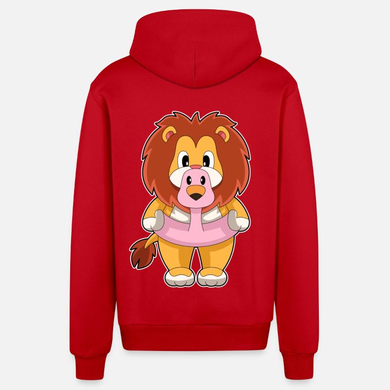Flamant Lion - Veste à capuche bio décontractée fabriquée en UE - rouge