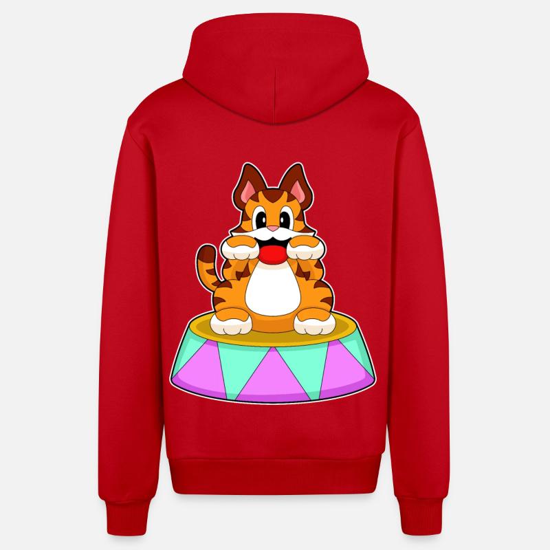 Cirque du tigre - Veste à capuche bio décontractée fabriquée en UE - rouge