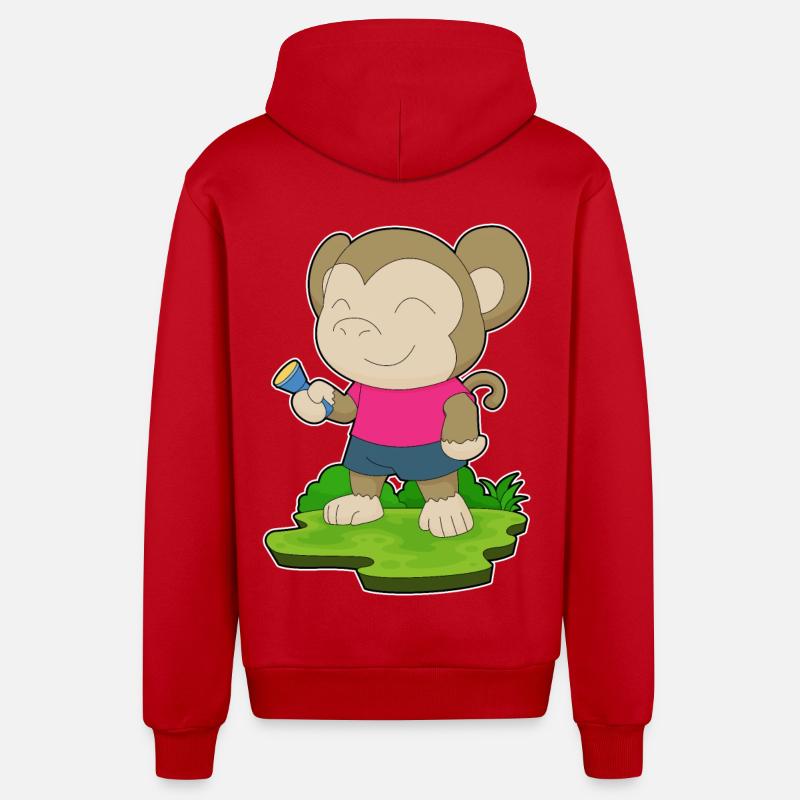 Lampe de poche Singe - Veste à capuche bio décontractée fabriquée en UE - rouge