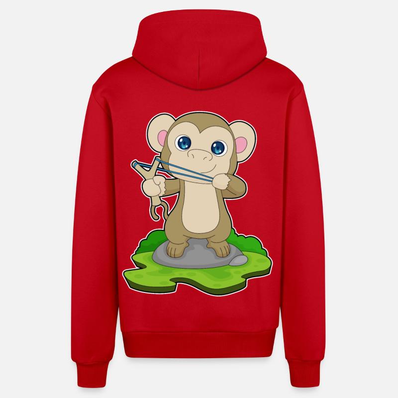 Fronde de singe - Veste à capuche bio décontractée fabriquée en UE - rouge