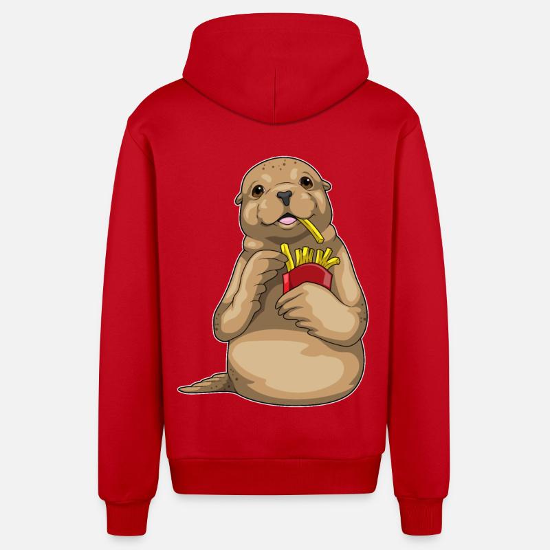 Frites de phoque - Veste à capuche bio décontractée fabriquée en UE - rouge